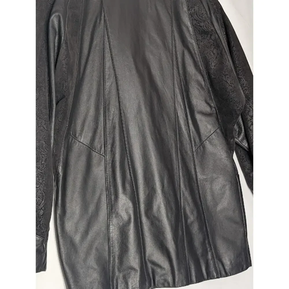 80's Vintage Leather Paisley Jacket G III-GLOBAL IDENTITY Medium Retro Goth - Picture 9 of 14